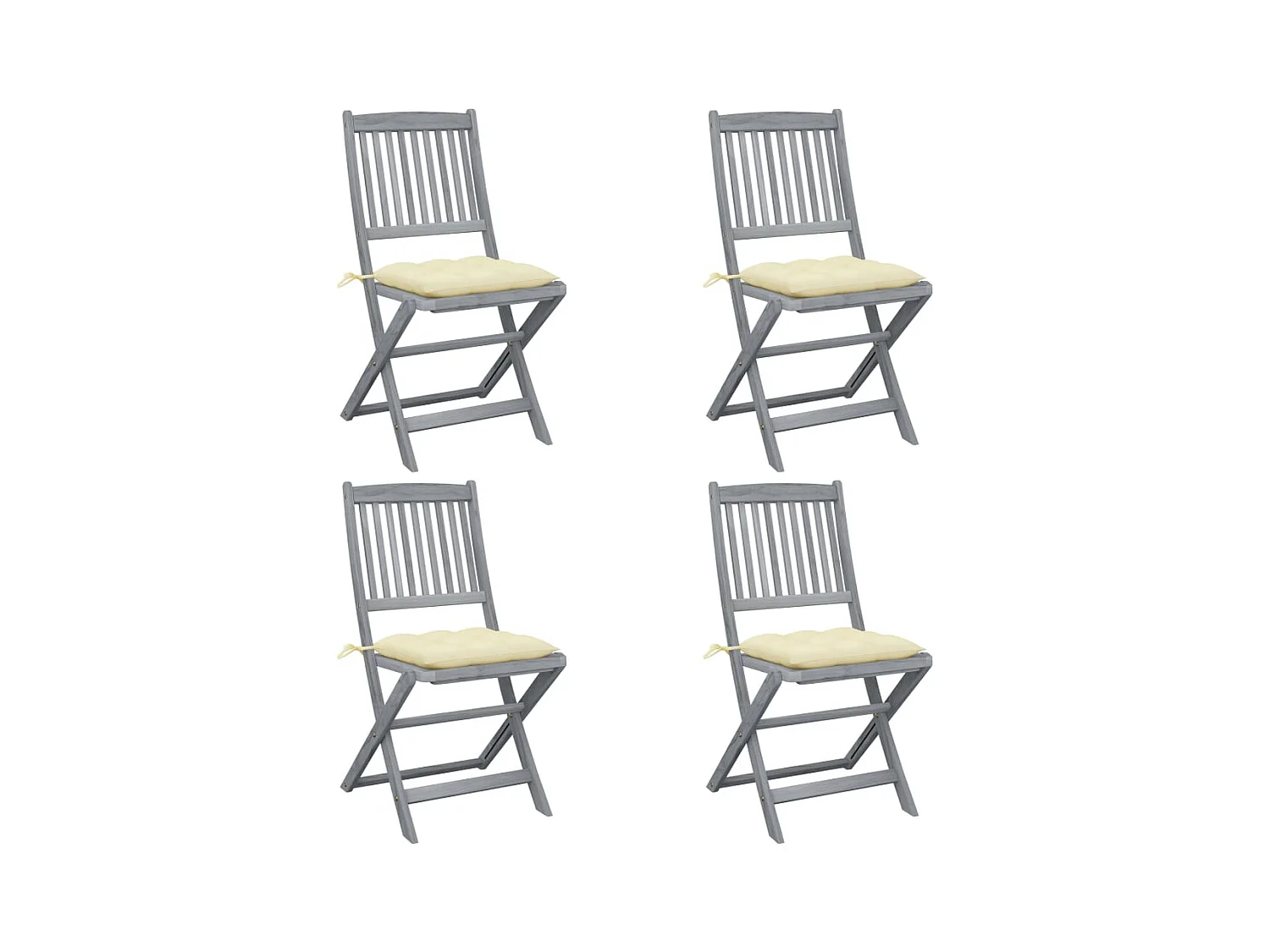 Chaises pliables d'extérieur 4 pcs avec coussins Bois d'acacia