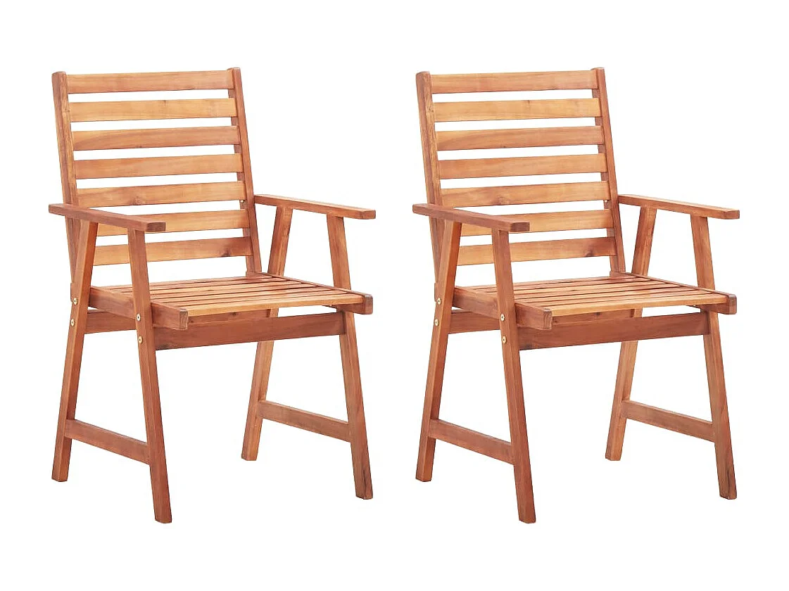 2 sillas de comedor de exterior con cojines de acacia maciza