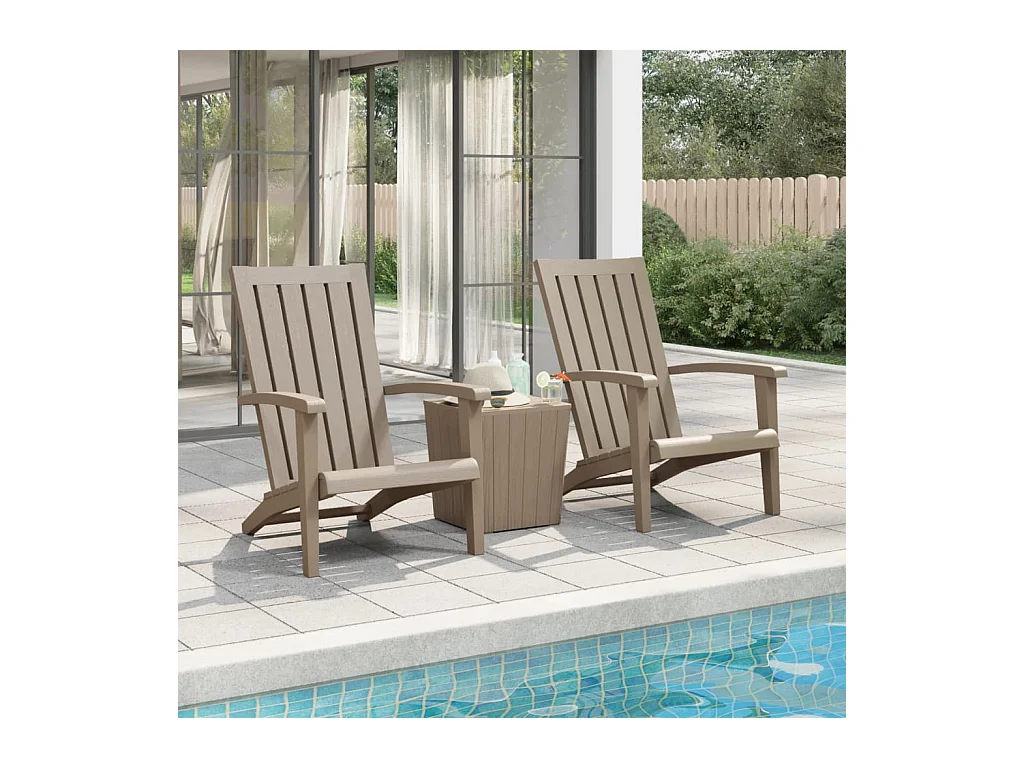 Chaises de jardin Adirondack lot de 2 marron clair PP