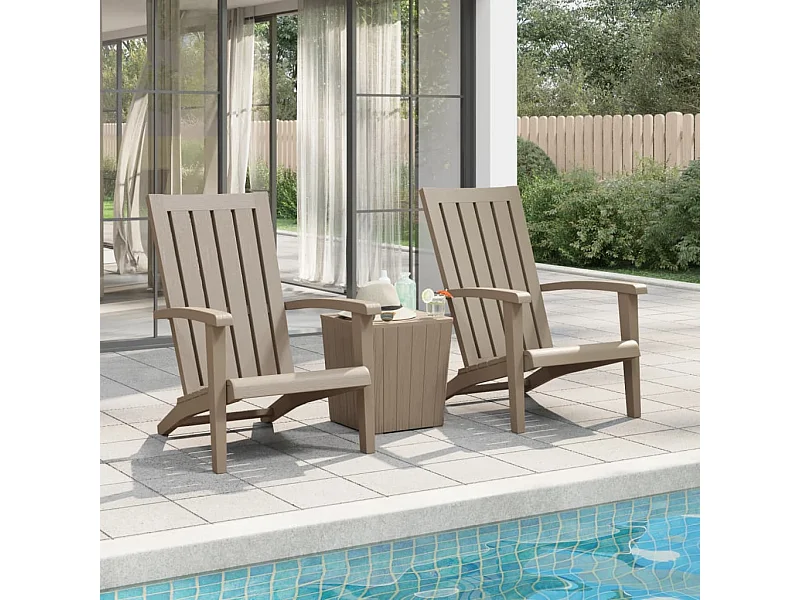 Set di 2 sedie da giardino Adirondack in PP marrone chiaro