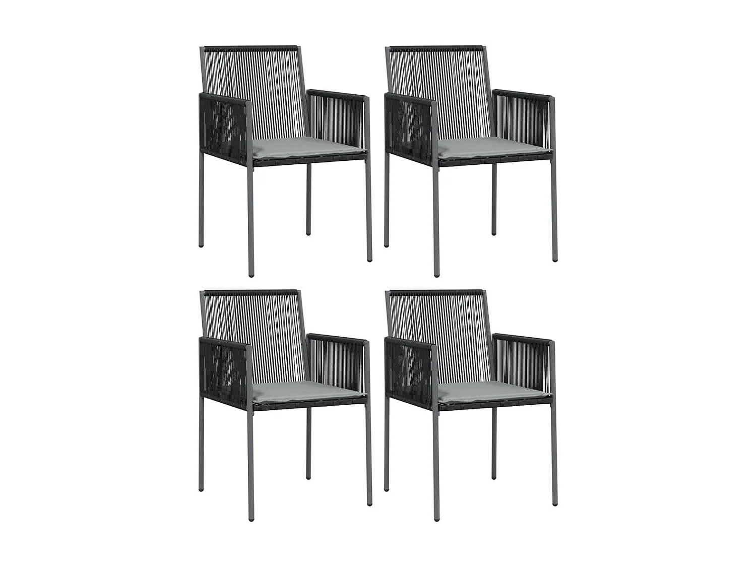 Chaises de jardin et coussins lot de 4 noir 54x60,5x83,5 cm