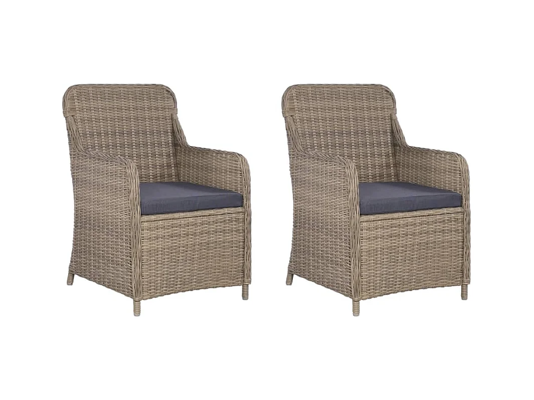 Buitenstoelen met kussens 2 stuks Kunststof wicker Bruin