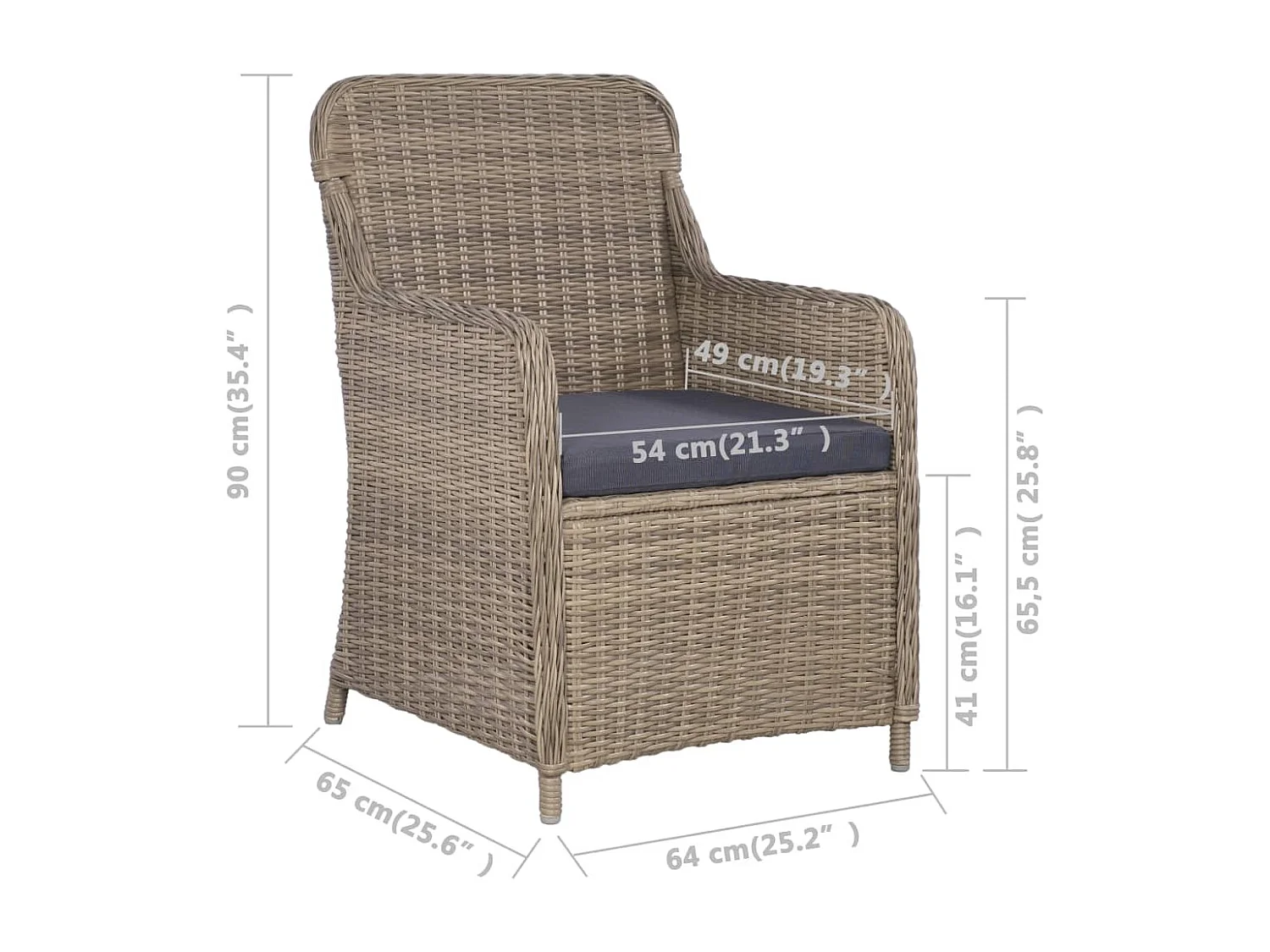 Buitenstoelen met kussens 2 stuks Kunststof wicker Bruin