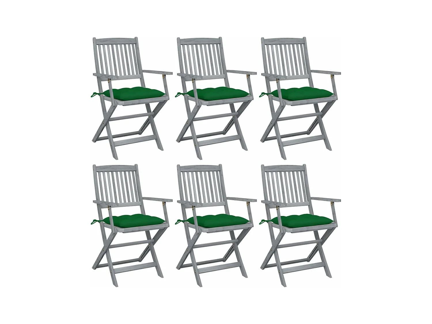Chaises pliables d'extérieur 6 pcs avec coussins Bois d'acacia