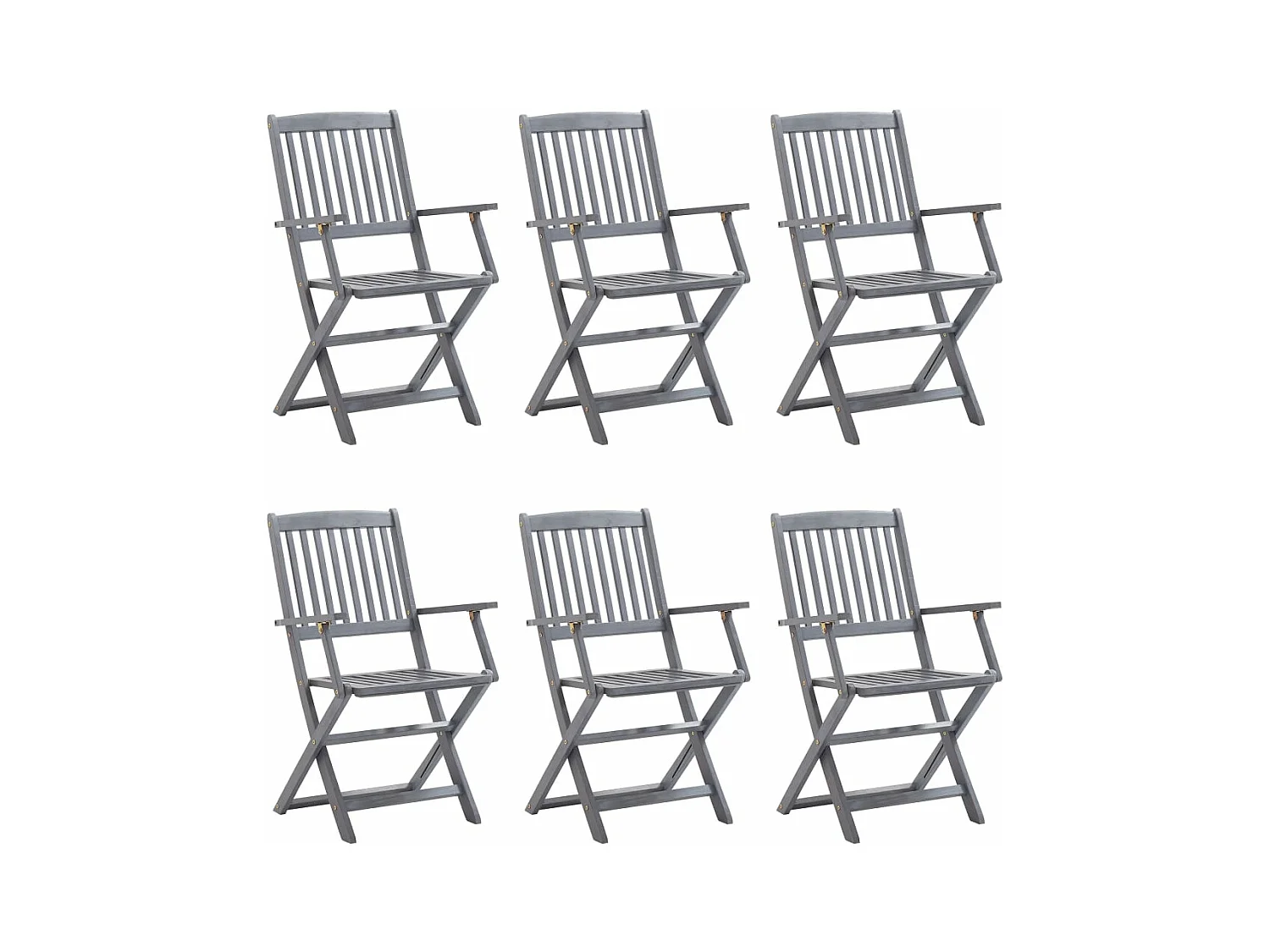 Chaises pliables d'extérieur 6 pcs avec coussins Bois d'acacia