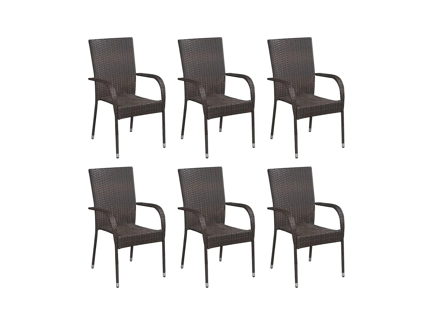 Chaises empilables d'extérieur 6 pcs Résine tressée Marron
