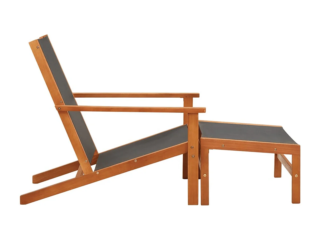 Silla y reposapiés de jardín Eucalipto macizo y textileno