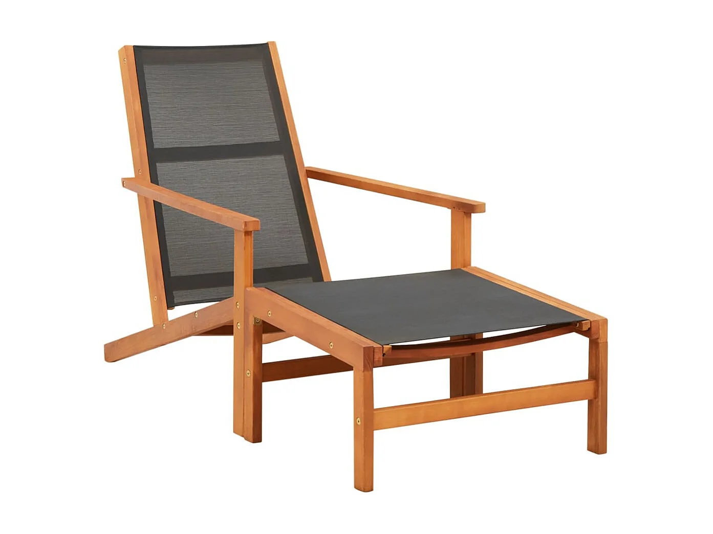 Chaise de jardin et repose-pied Eucalyptus solide et textilène