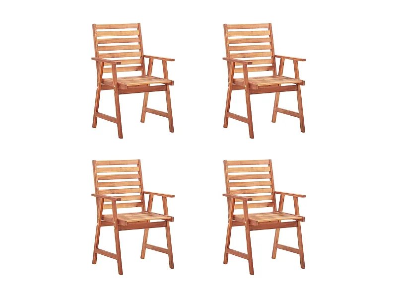 Chaises à dîner d'extérieur 4 pcs avec coussins Acacia massif