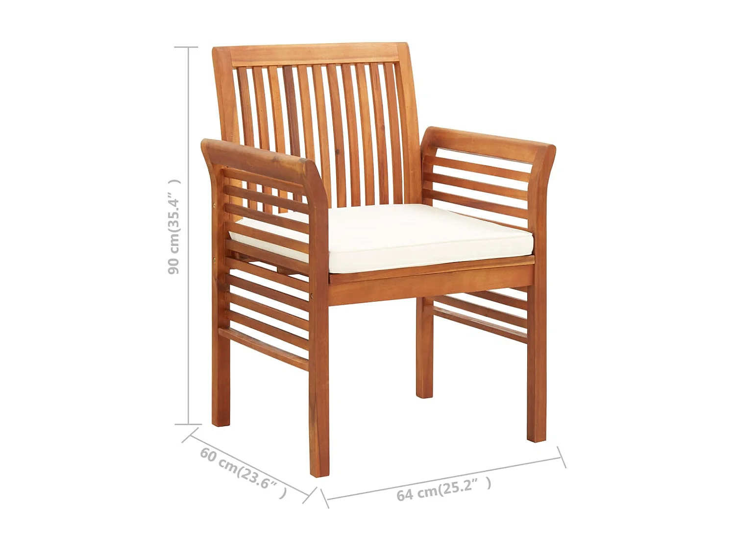 Chaise de jardin avec coussin Bois d'acacia massif