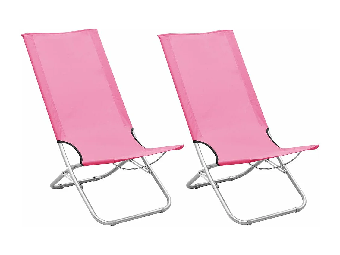 Opvouwbare strandstoelen 2 stuks roze stof