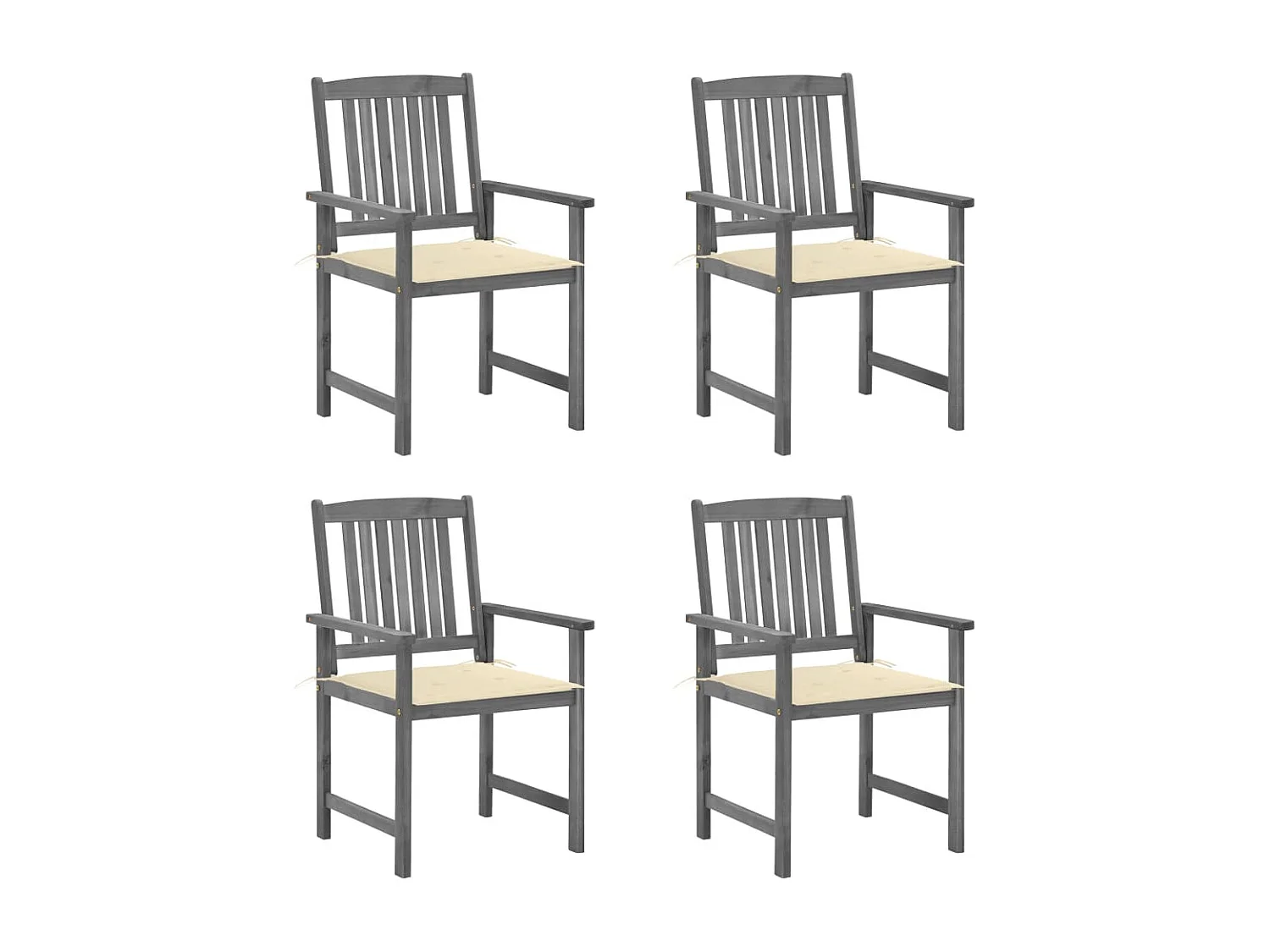 Chaises de jardin avec coussins 4 pcs Gris Bois d'acacia massif