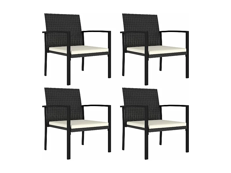 Chaises de salle à manger de jardin 4 pcs Résine tressée Noir