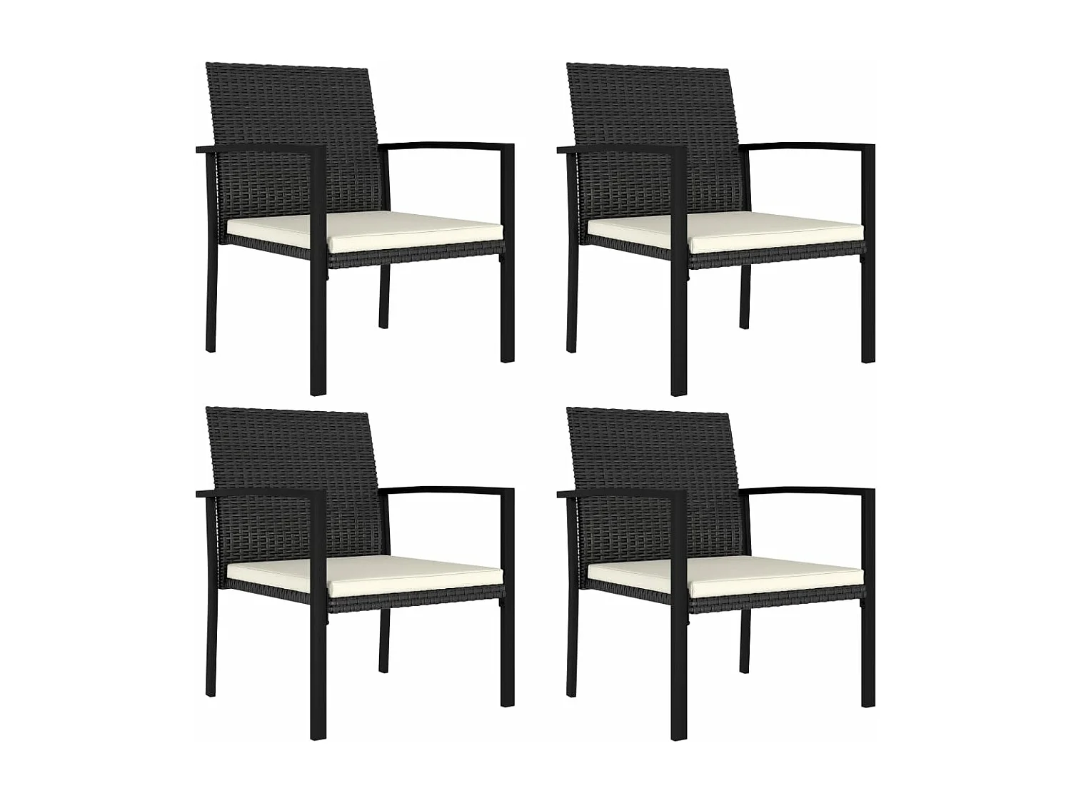 Chaises de salle à manger de jardin 4 pcs Résine tressée Noir