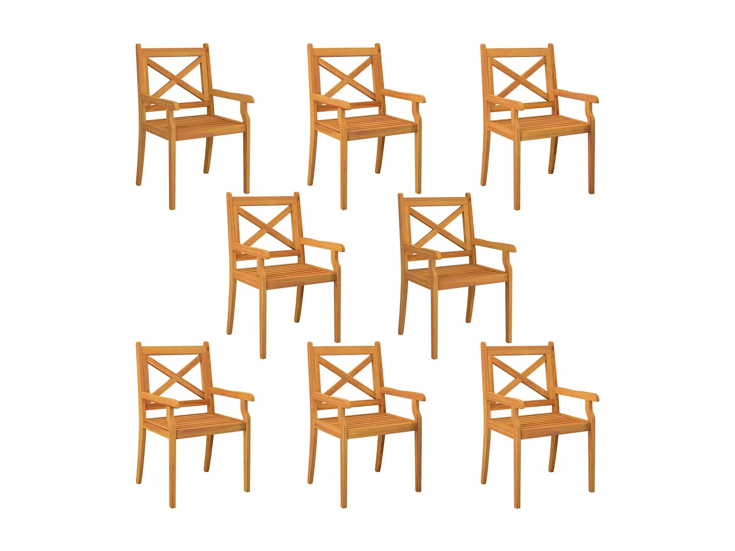 Esszimmerstühle für den Außenbereich, 8er-Set, massives Akazienholz