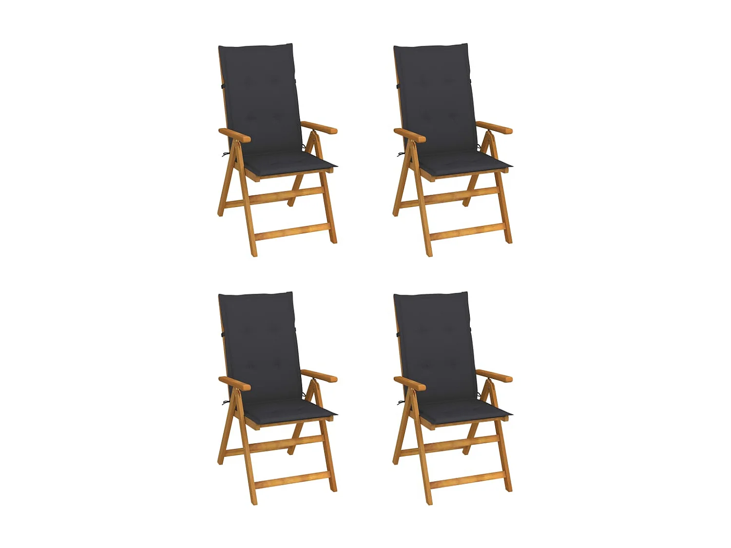 Chaises inclinables de jardin 4 pcs avec coussins Bois d'acacia