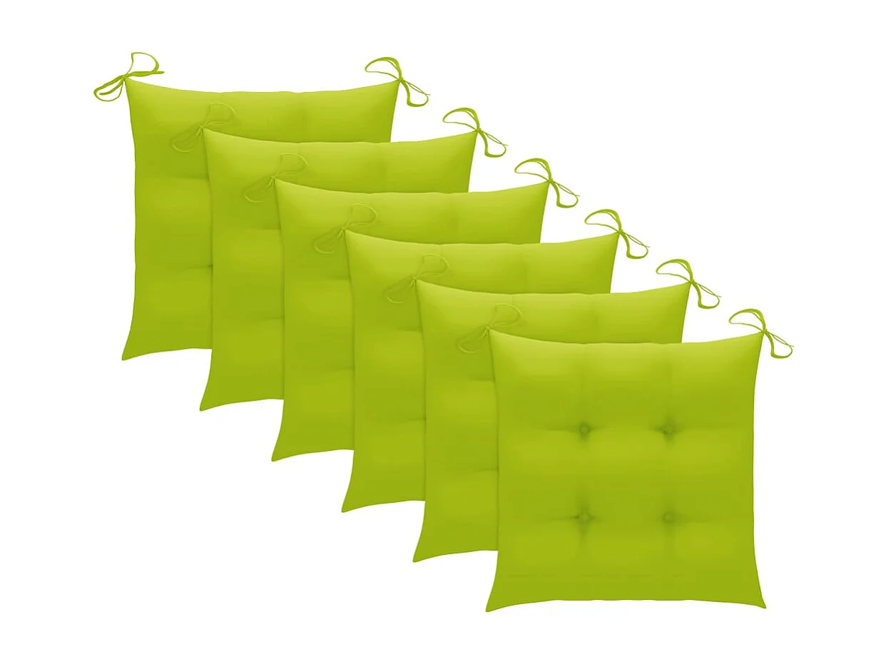 Chaises de jardin avec coussins vert vif lot de 6 Bois teck