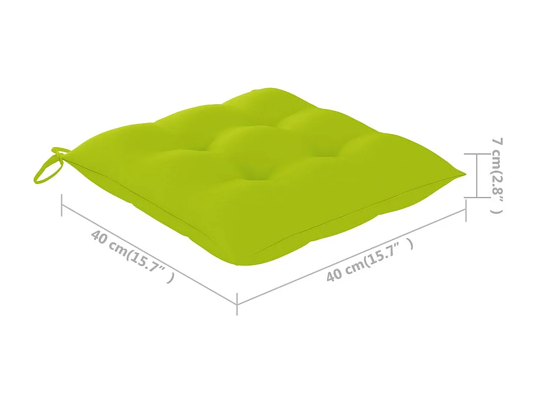 Chaises de jardin avec coussins vert vif lot de 6 Bois teck