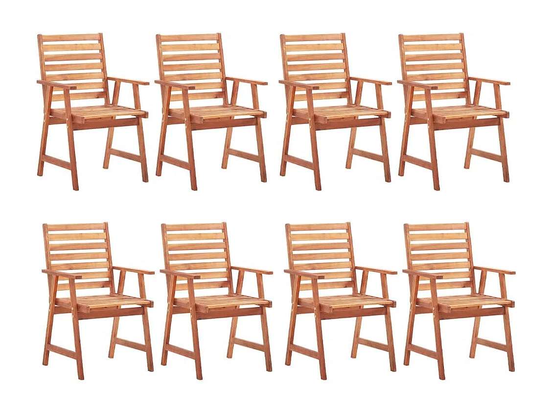 Chaises à dîner d'extérieur 8 pcs avec coussins Acacia massif