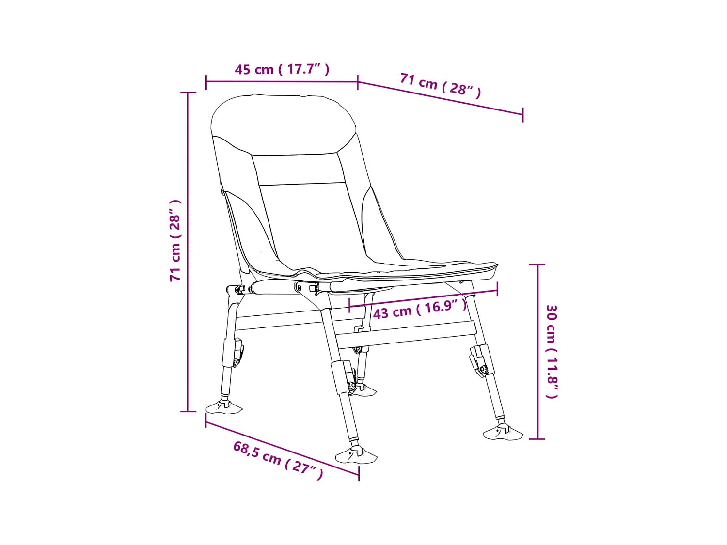 Visstoel met verstelbare modderpoten opvouwbaar groen