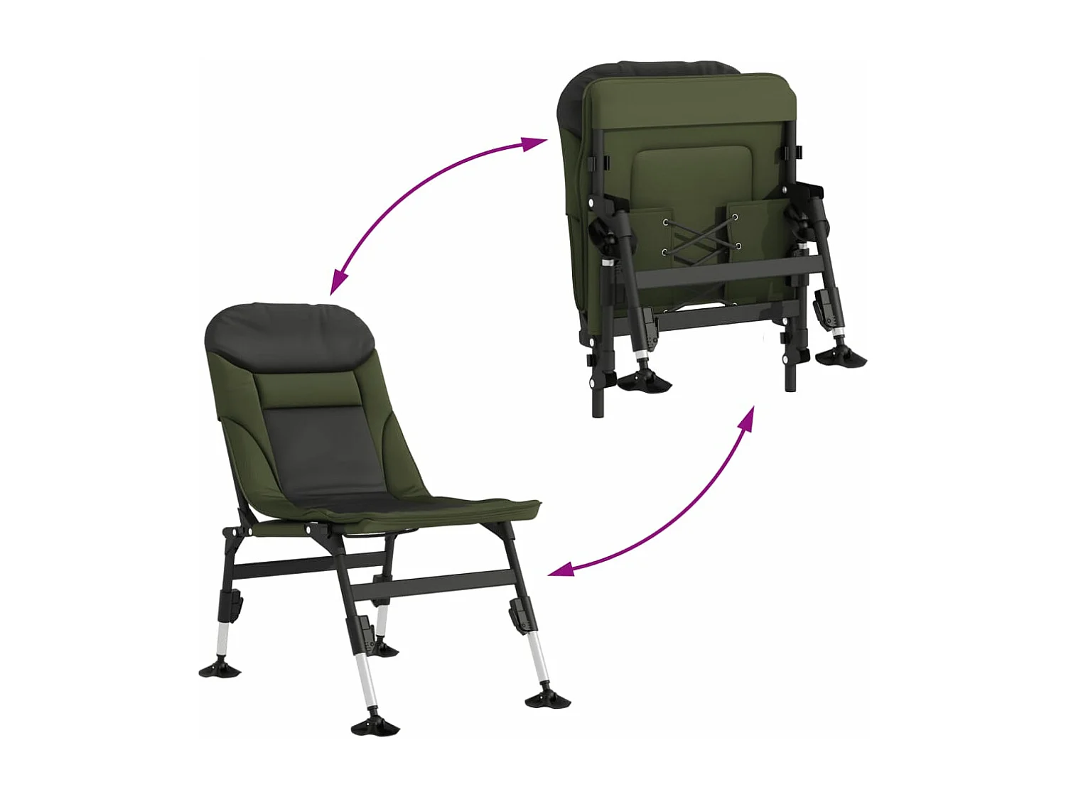 Chaise de pêche avec pieds à boue réglables pliable vert