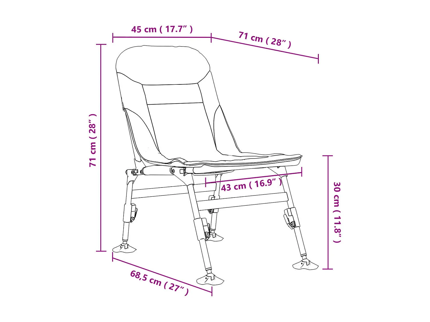 Chaise de pêche avec pieds à boue réglables pliable vert