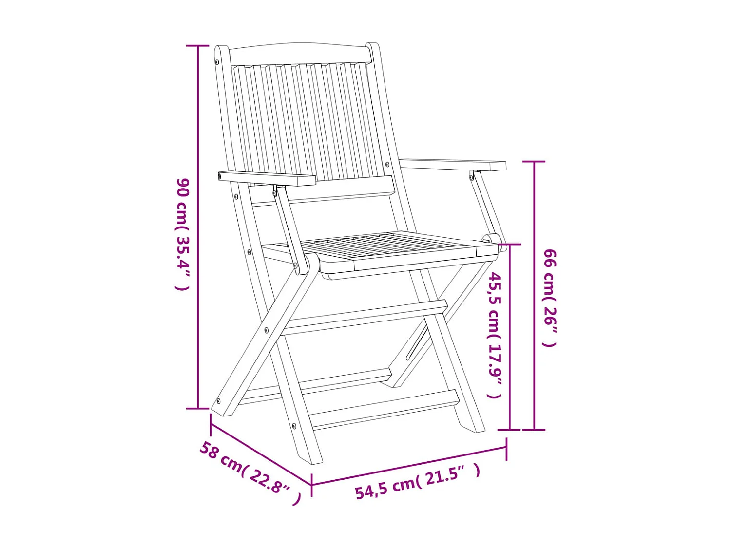 Chaises pliables de jardin lot de 4 bois massif d'acacia
