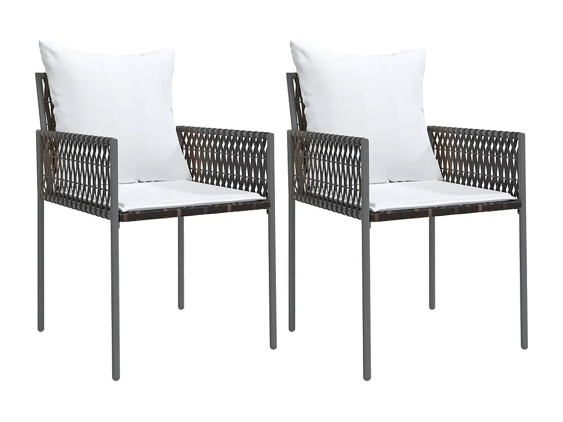 Set di 2 sedie e cuscini da giardino in rattan marrone 54x61x83 cm
