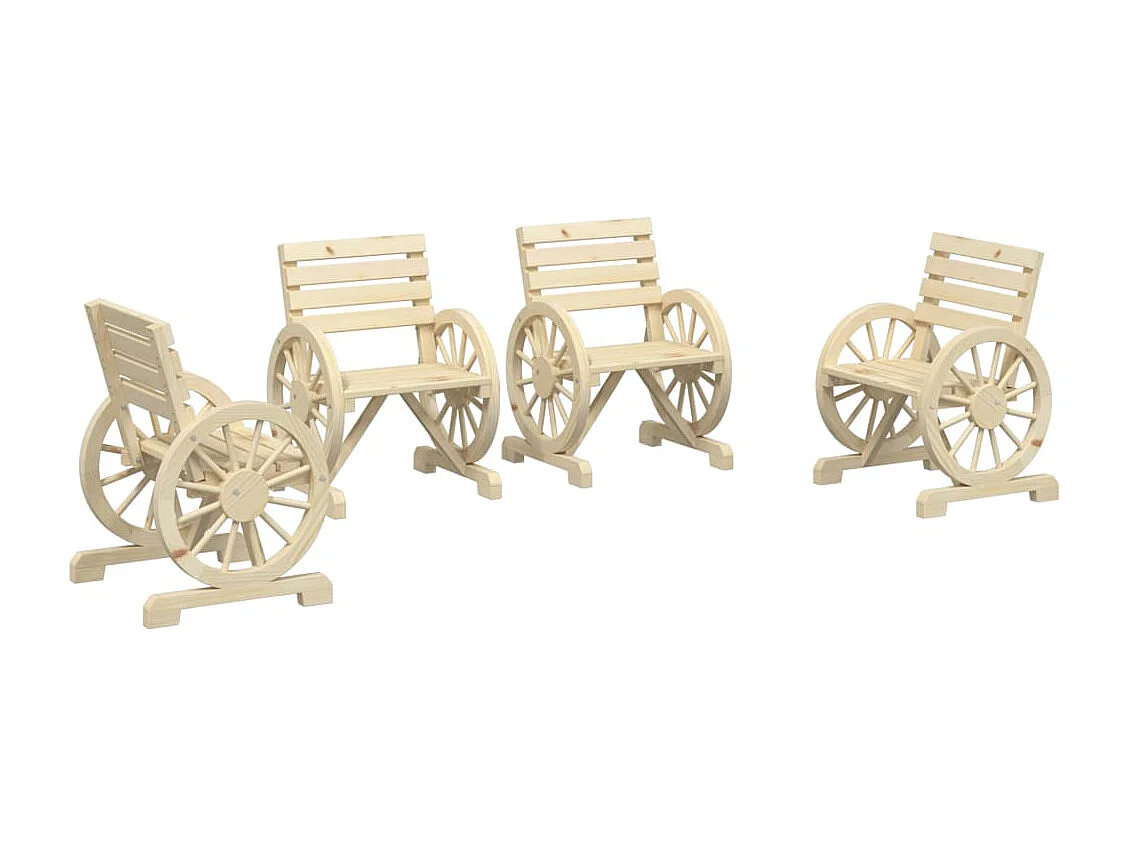 Chaises de jardin lot de 4 Bois de sapin massif