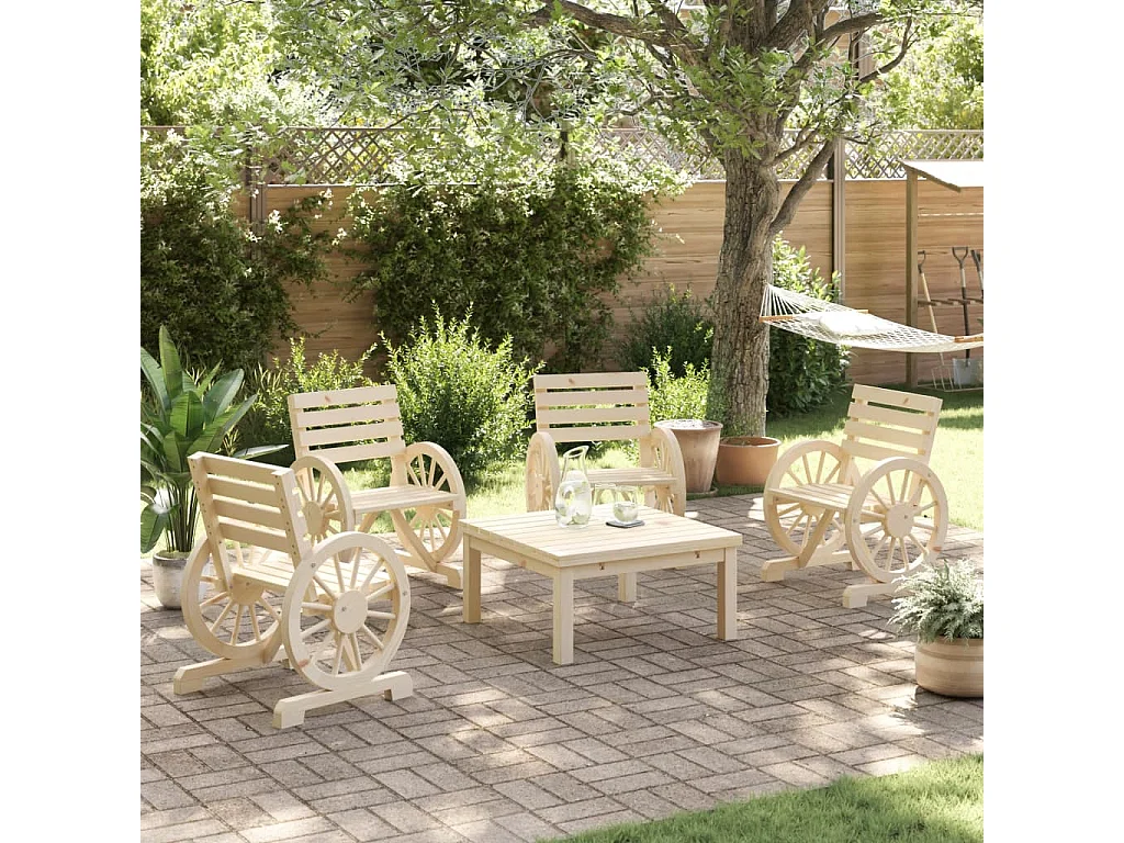 Chaises de jardin lot de 4 Bois de sapin massif