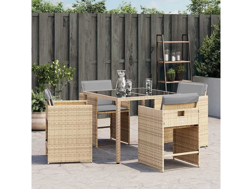 Chaises de jardin avec coussins lot de 4 mélange beige