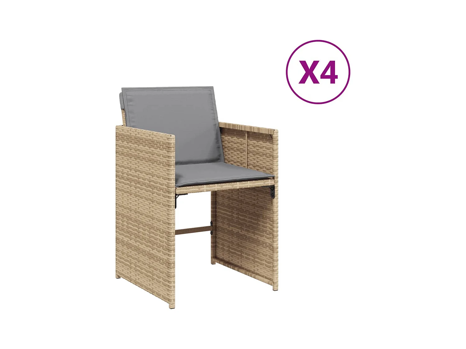 Chaises de jardin avec coussins lot de 4 mélange beige