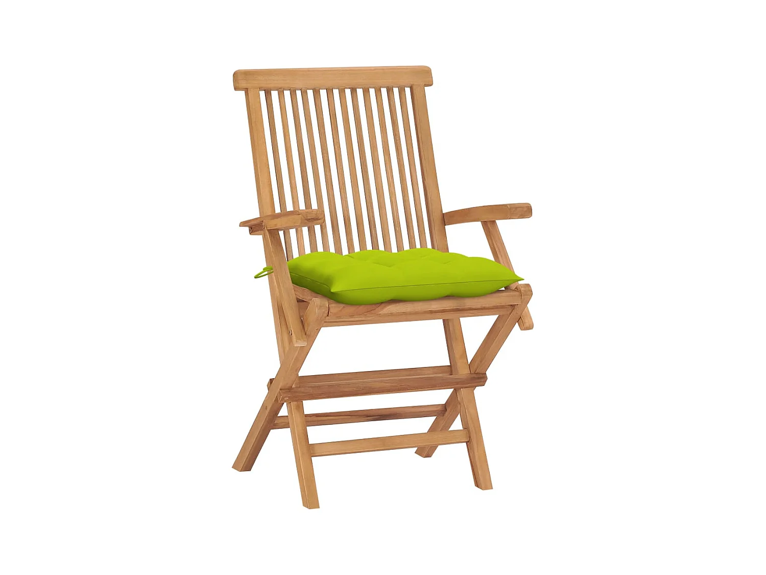 Gartenstühle mit hellgrünen Kissen 4 Stück Teakholz