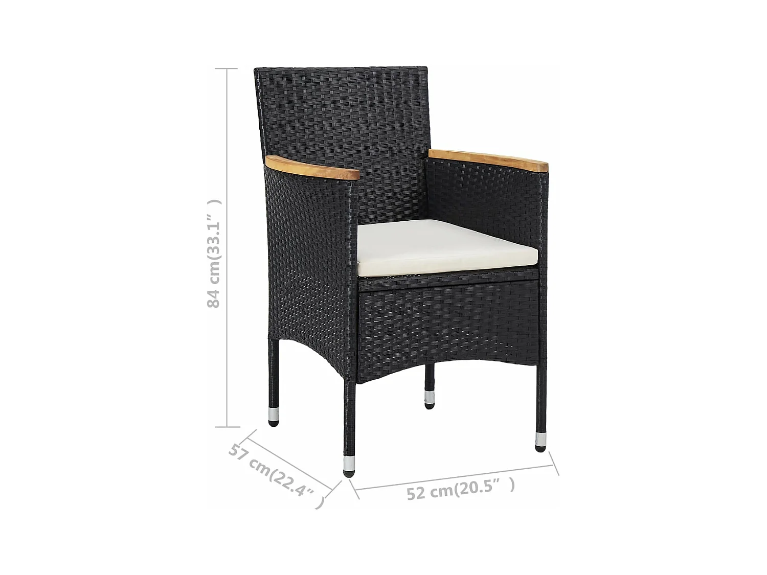 Sedie da pranzo da giardino 2 pz. Resina intrecciata Nero