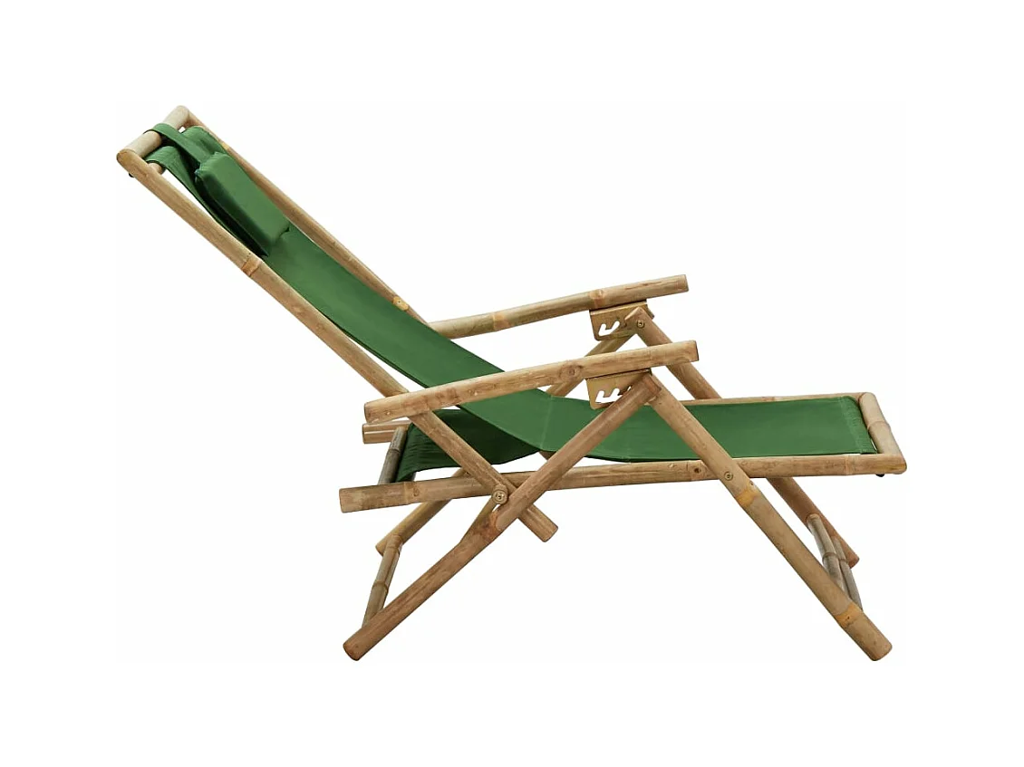 Chaise de relaxation inclinable Vert Bambou et tissu