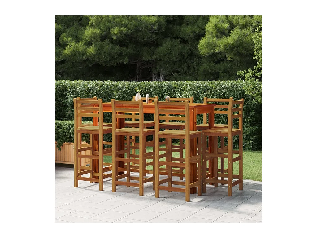 Tabourets de bar lot de 8 bois massif d'acacia