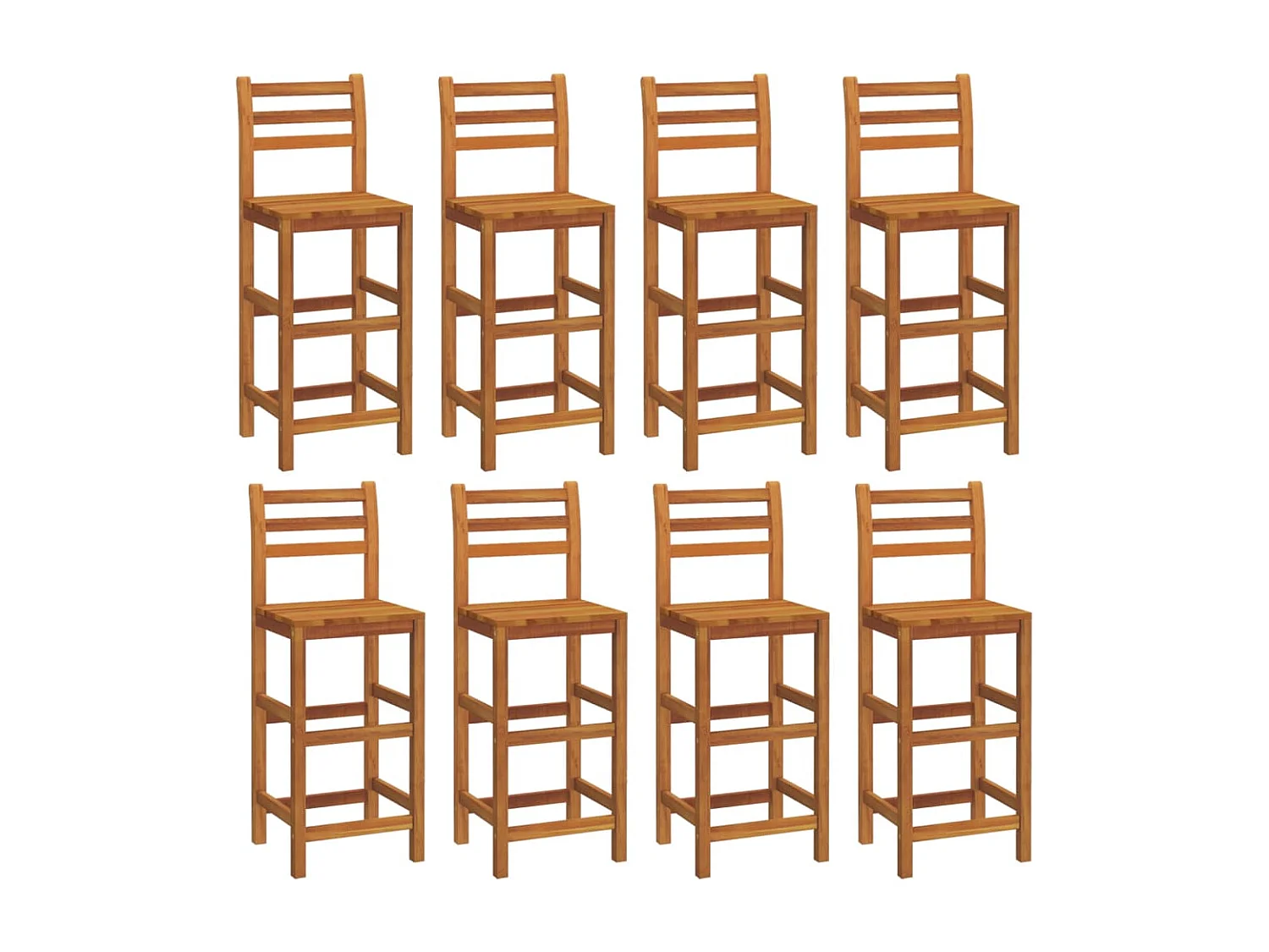 Tabourets de bar lot de 8 bois massif d'acacia