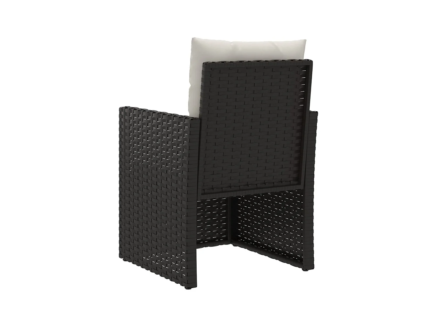 Sillón de jardín con cojines Mimbre de resina negro