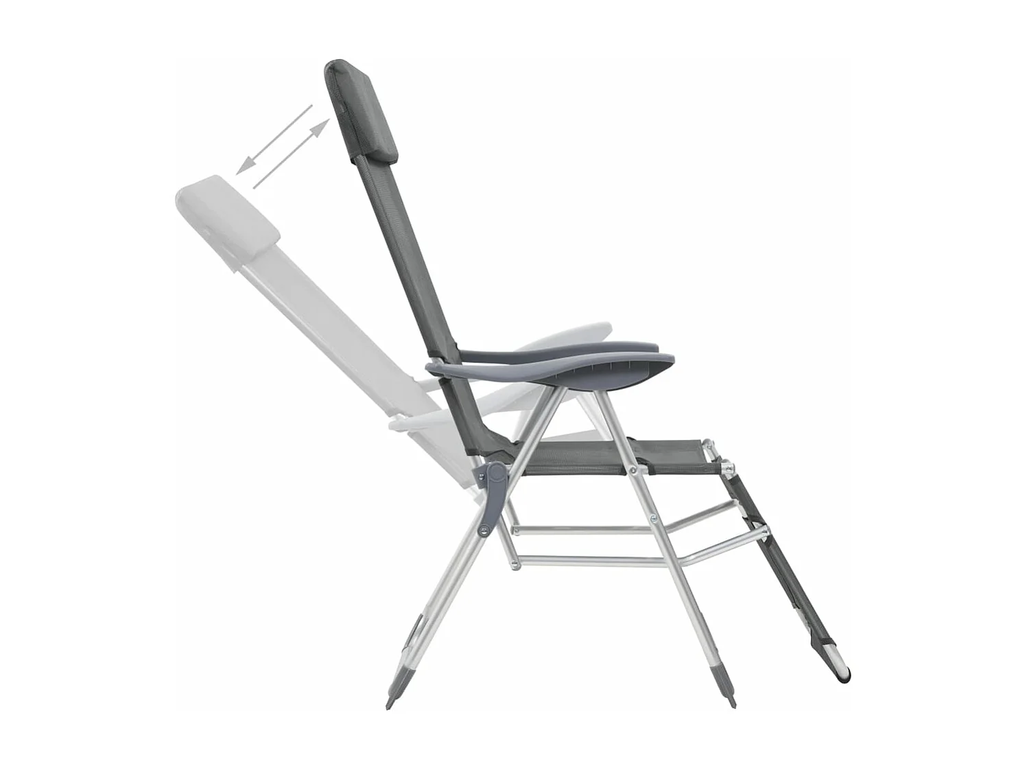 Opvouwbare campingstoelen en voetsteun 2 stuks textielgrijs