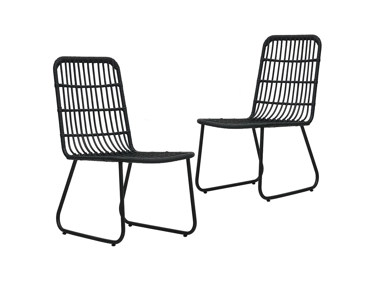 Chaises de jardin 2 pcs Résine tressée Noir