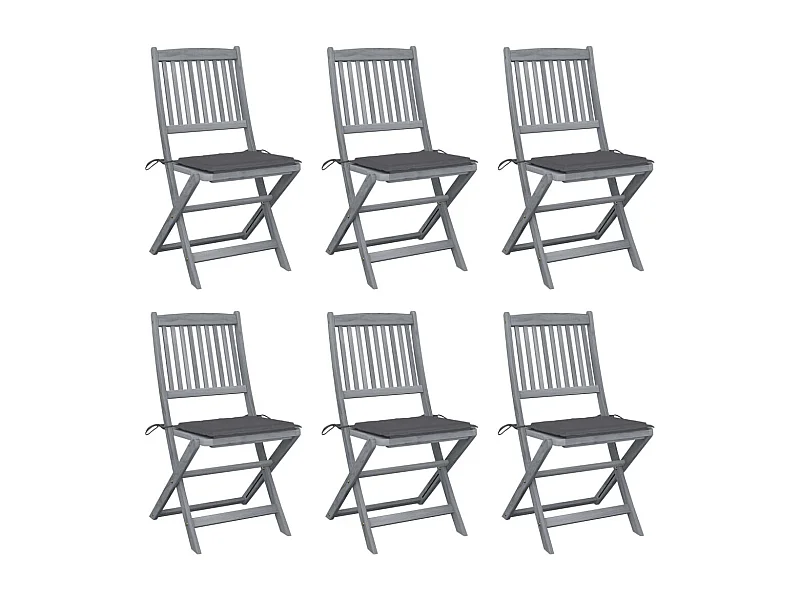 Outdoor-Klappstühle 6 Stück mit Kissen aus Akazienholz