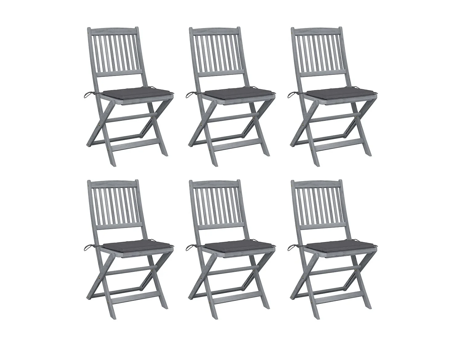 Outdoor-Klappstühle 6 Stück mit Kissen aus Akazienholz
