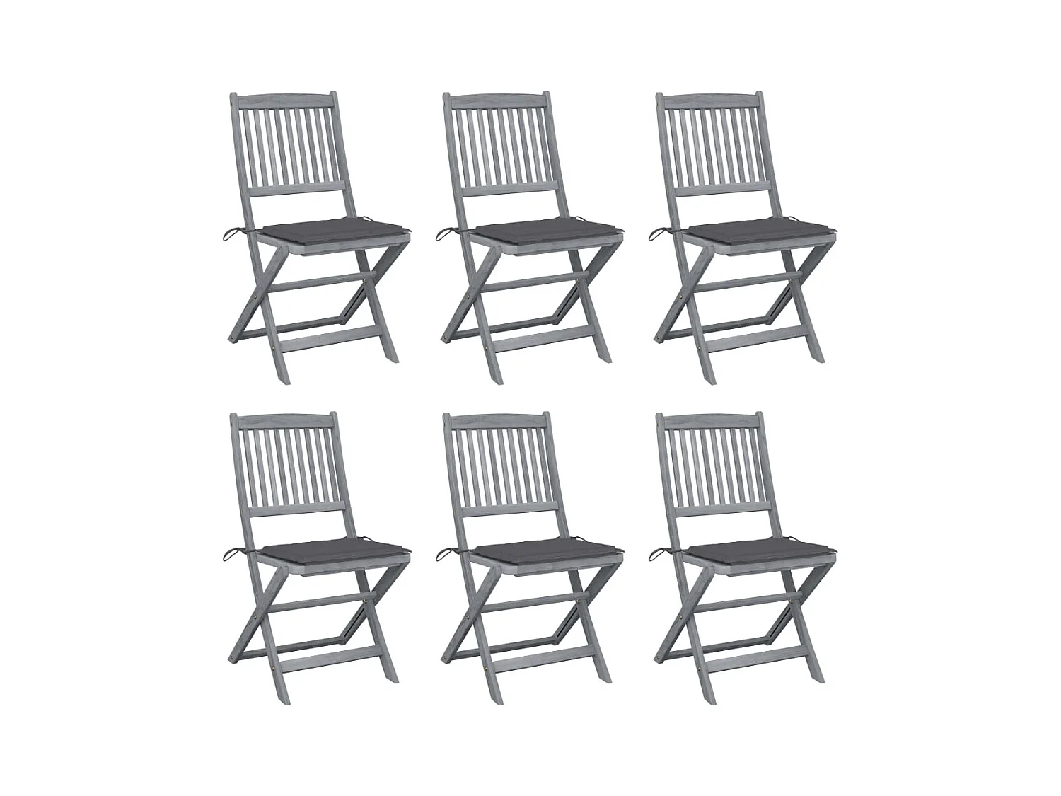 Chaises pliables d'extérieur 6 pcs avec coussins Bois d'acacia