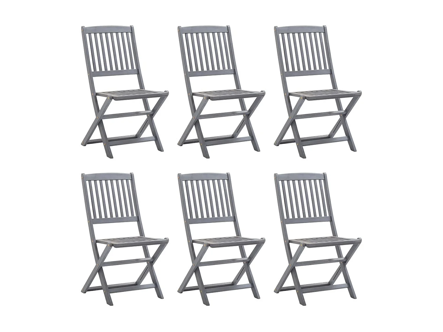 Chaises pliables d'extérieur 6 pcs avec coussins Bois d'acacia