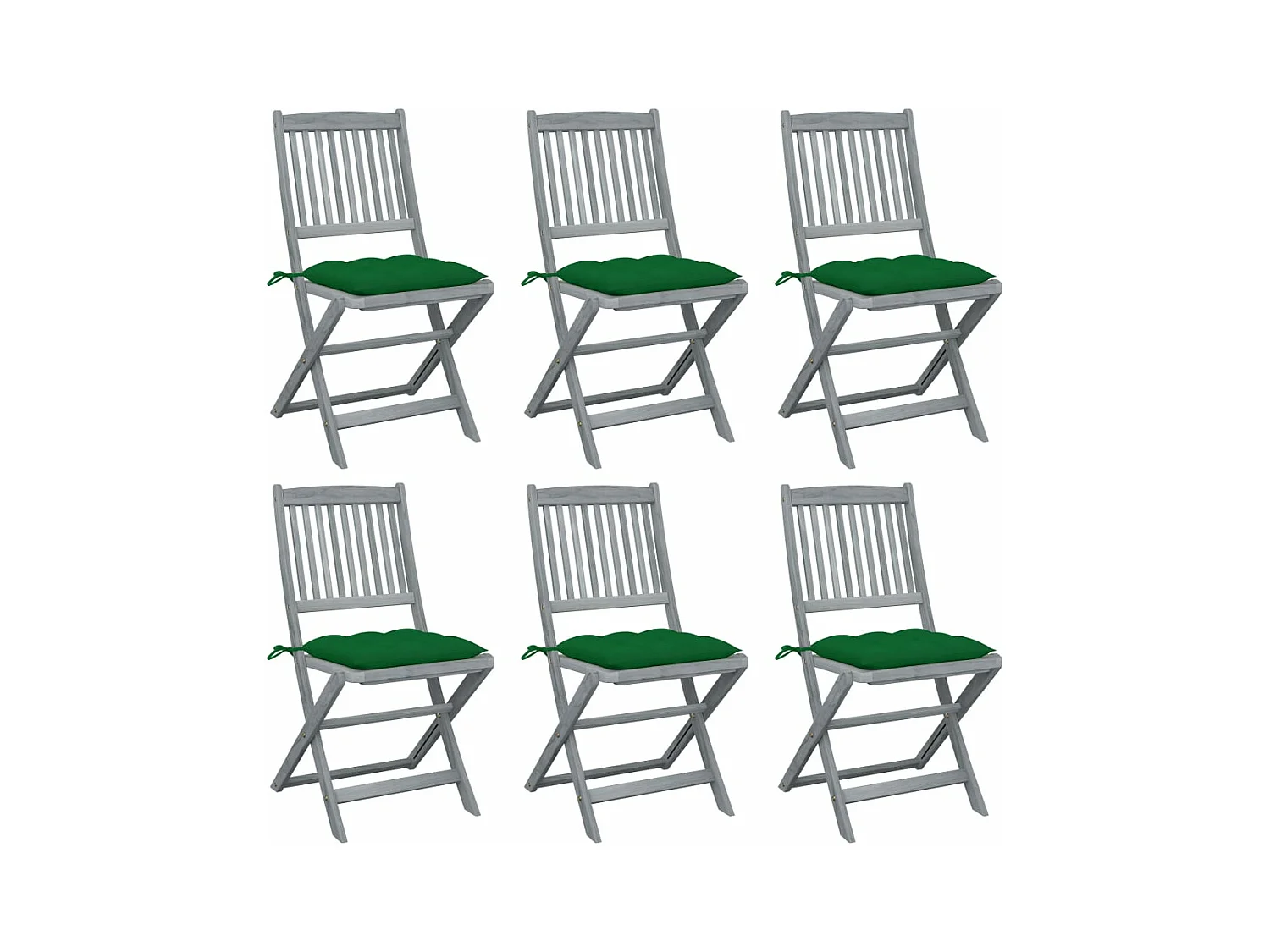 Chaises pliables d'extérieur 6 pcs avec coussins Bois d'acacia