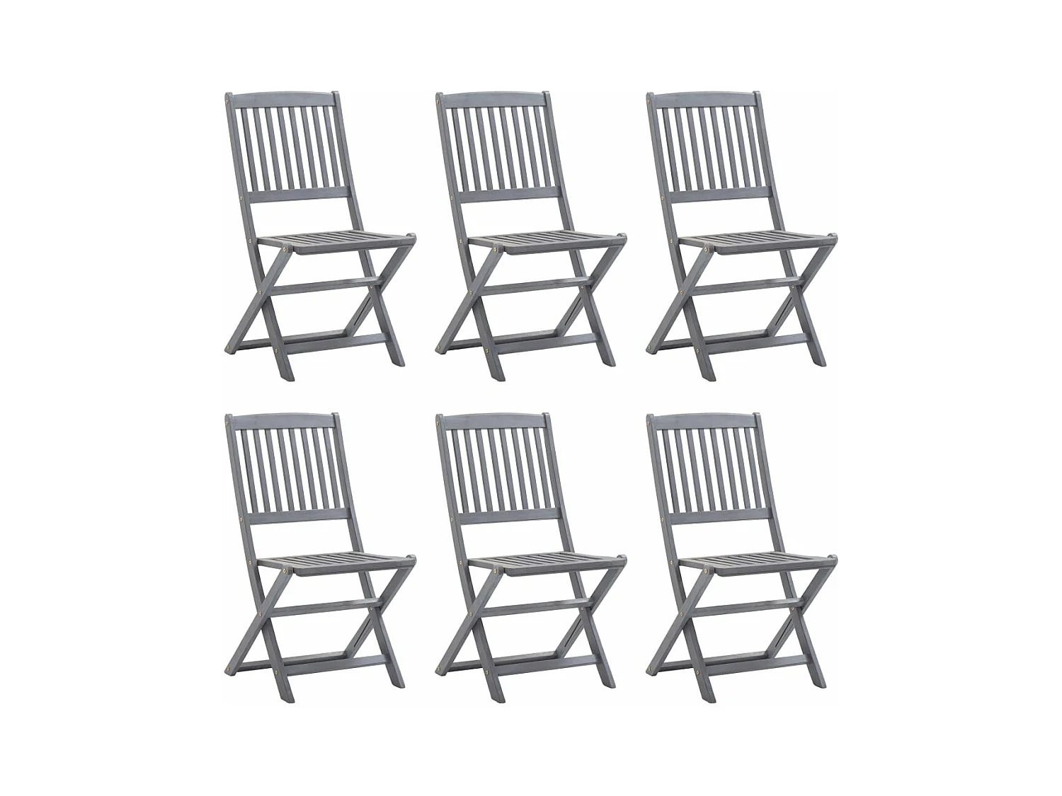 Chaises pliables d'extérieur 6 pcs avec coussins Bois d'acacia