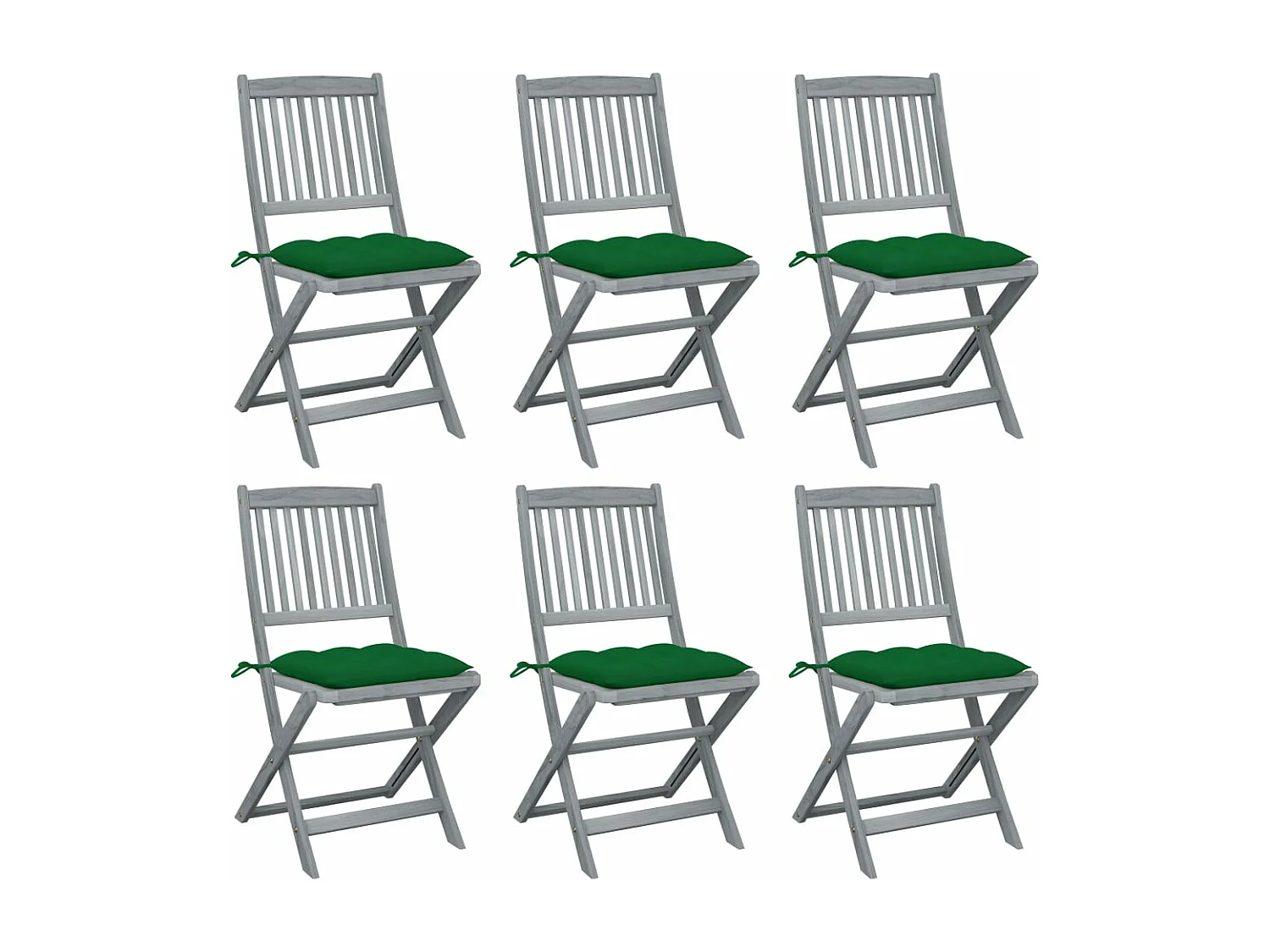 Chaises pliables d'extérieur 6 pcs avec coussins Bois d'acacia