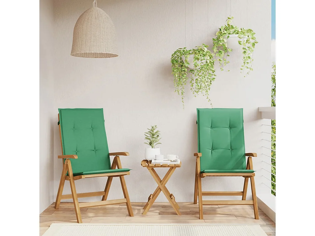 Chaises de jardin inclinables 2pcs et coussins bois massif teck