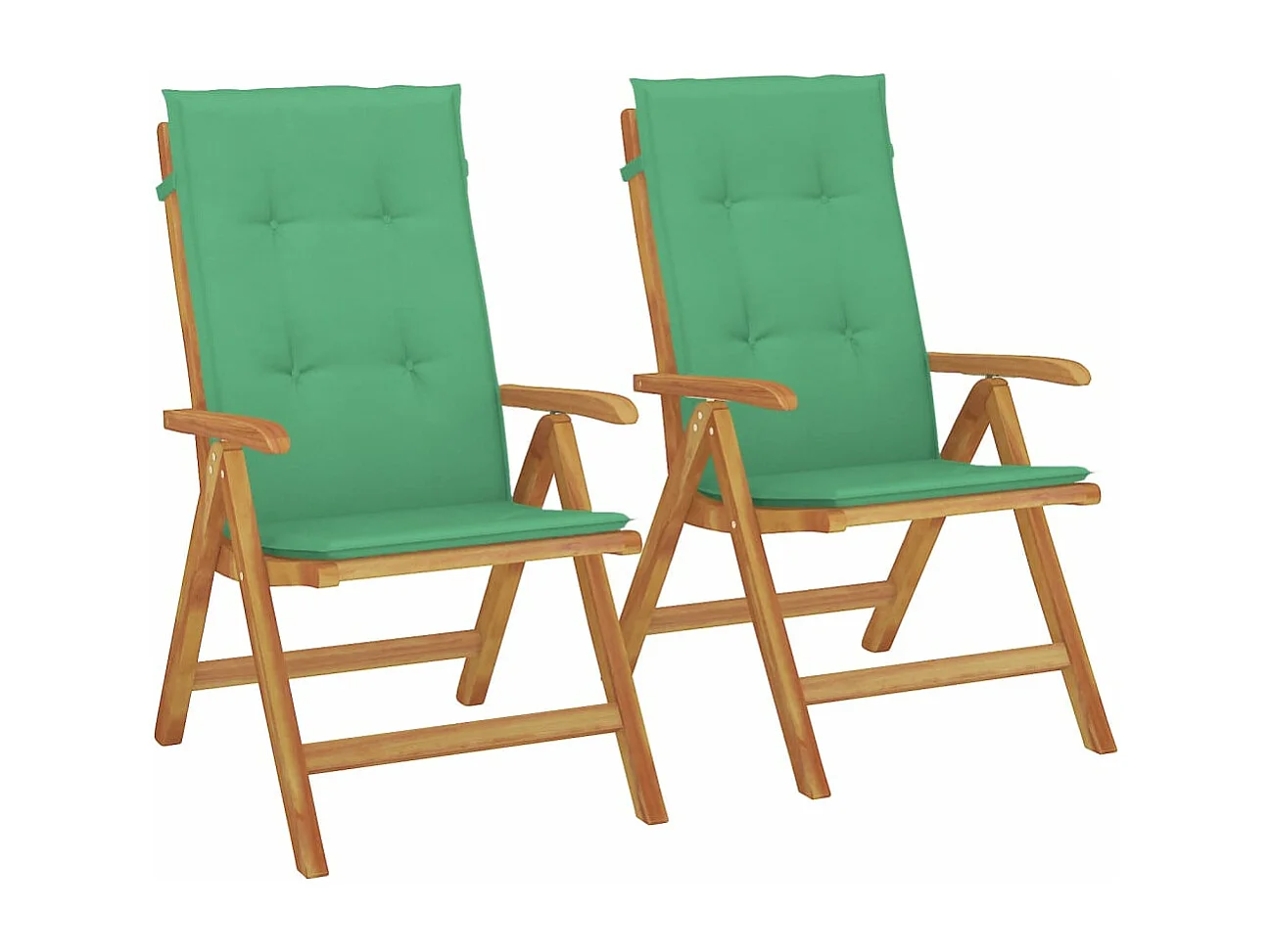 Chaises de jardin inclinables 2pcs et coussins bois massif teck