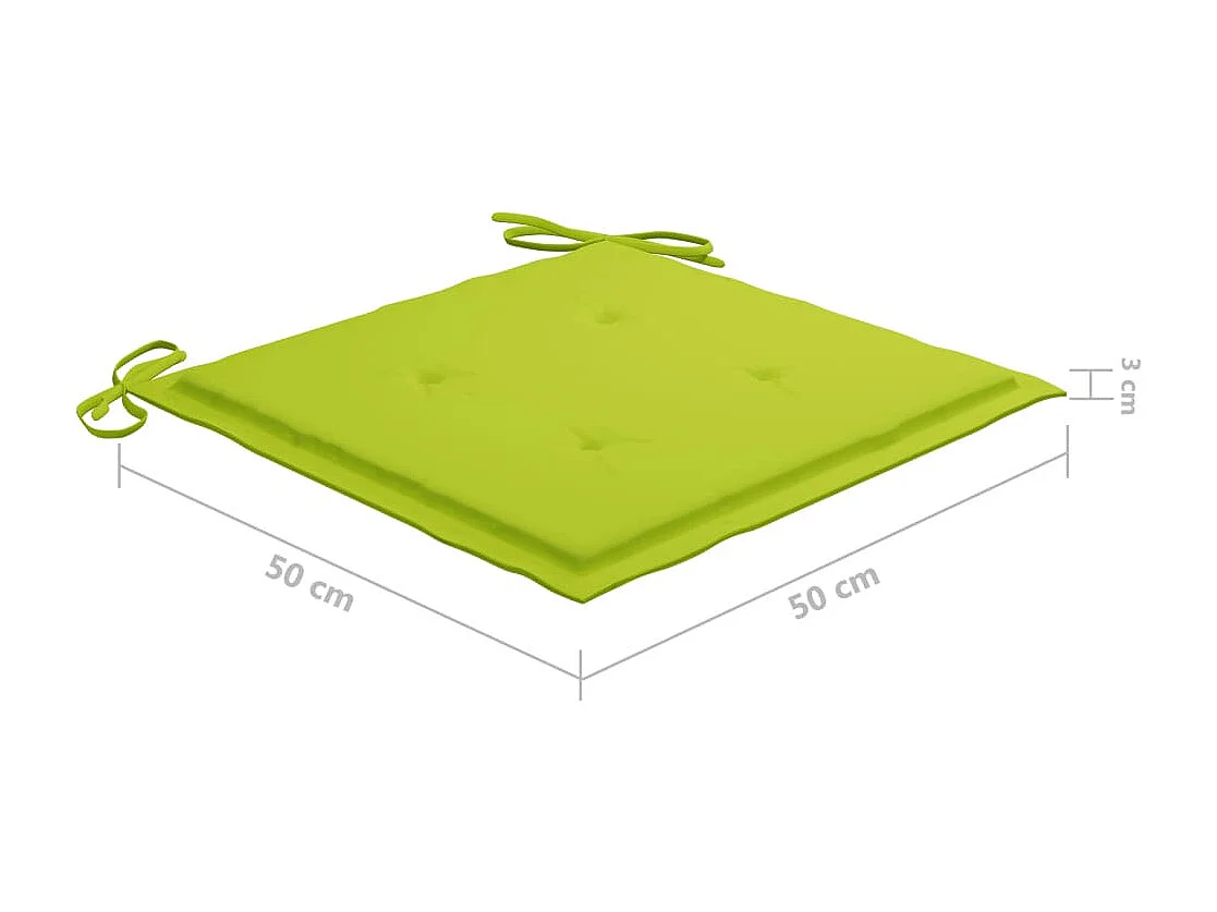 Sedie da giardino 6 pz con cuscini verde brillante. Legno di Teak